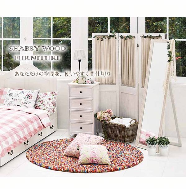 パーテーション2連スクリーン間仕切り目隠しシャビーウッドパーテーションアンティークホワイト 