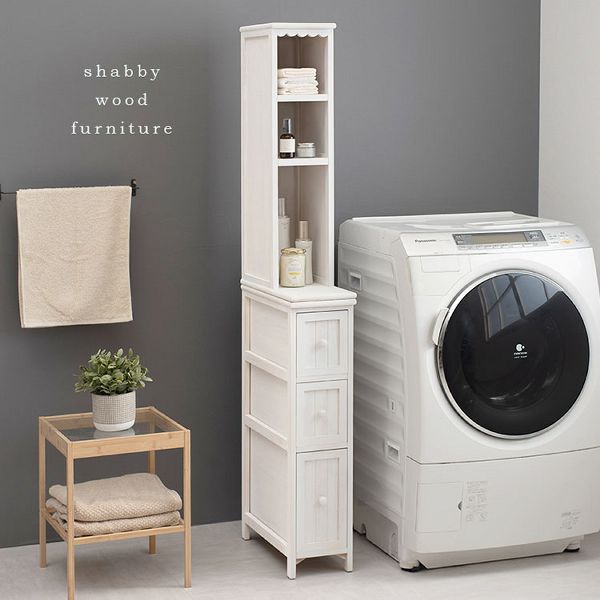 チェストサニタリー収納ラック隙間スリムアンティーク調シャビーおしゃれ引出しランドリーランドリー収納すき間収納簡単組立幅20cmチェスト 