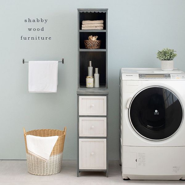 チェストサニタリー収納ラック隙間スリムアンティーク調シャビーおしゃれ引出しランドリーランドリー収納すき間収納簡単組立幅30cmチェスト 