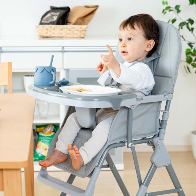 ベビーチェアハイタイプ折り畳み自立式ネビオテーブル取り外し2層テーブル食品衛生法合格6カ月からサッと拭けるPUレザーテーブル3段階スライドフットレスト3段階調整自立式折りたたみベビーハイチェアS-1Nebio 