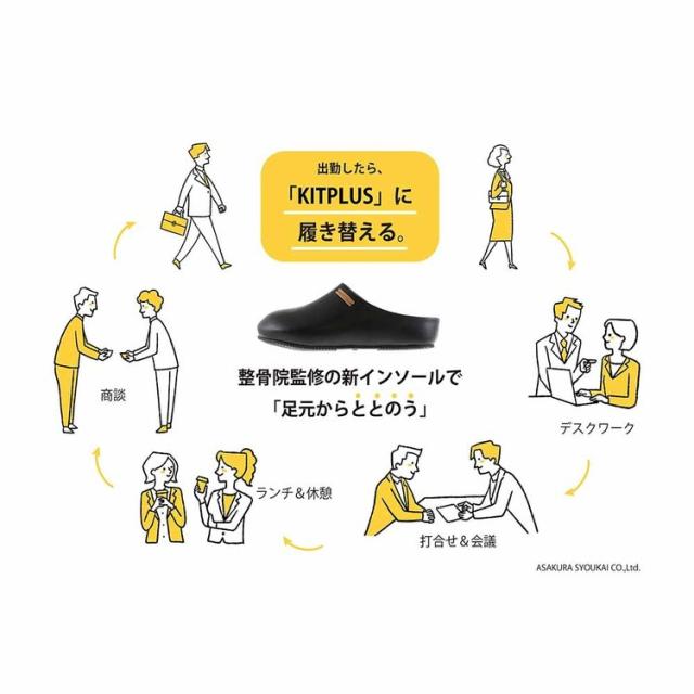 3点アーチ体圧分散抗菌防臭サンダルスリッパオフィスプレゼントシンプルKITPLUSKITPLUSKEEPFITオープンサボサンダル紳士朝倉商会 
