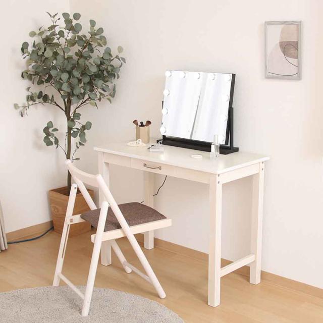 女優ミラーLEDライト卓上電球付きブラック角度調節明るさ調整可能おしゃれ化粧鏡メイクミラープレミアムLEDミラーyumekaブラック 