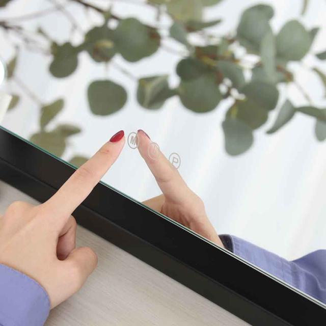 女優ミラーLEDライト卓上電球付きブラック角度調節明るさ調整可能おしゃれ化粧鏡メイクミラープレミアムLEDミラーyumekaブラック 