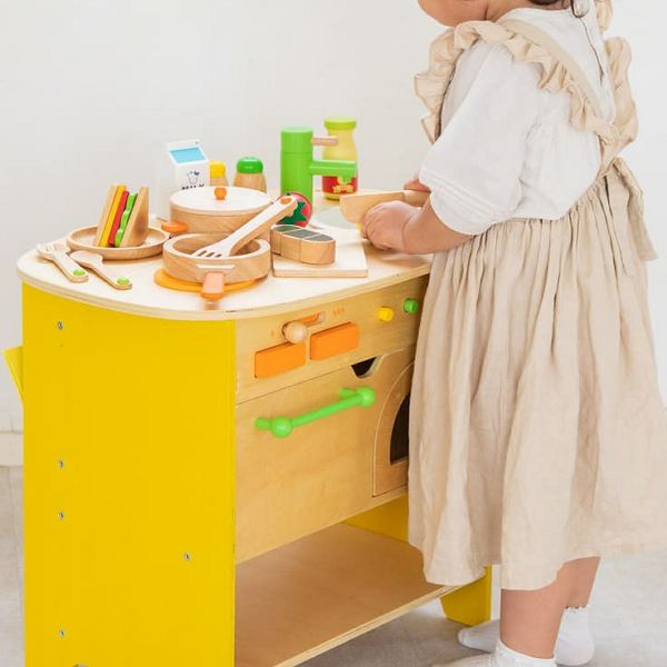 知育玩具木製玩具木のおもちゃ森のあそび道具対面型アイランドキッチン組み立て20分おままごとごっこ遊びギフト知育玩具キッチン木のおもちゃ森のアイランドキッチンエド・インター 