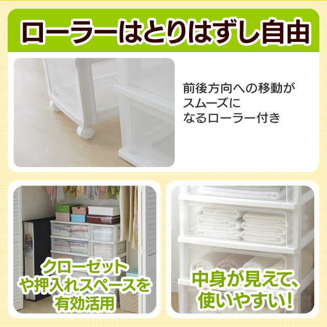 【3段】ウッドトップチェスト WTW-543 ホワイト