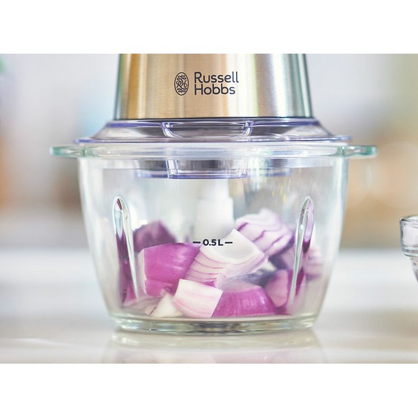 ラッセルホブスrussellhobbsフードプロセッサーイギリスおしゃれかっこいい新生活ギフト贈り物ラッセルホブスRussellHobbsフォーブレードミニチョッパー切る刻む混ぜるガラスボウル300W500ml正規販売店 