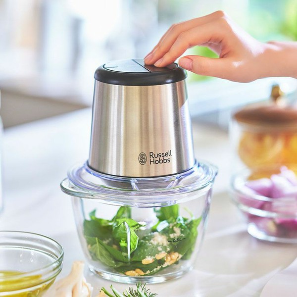 ラッセルホブスrussellhobbsフードプロセッサーイギリスおしゃれかっこいい新生活ギフト贈り物ラッセルホブスRussellHobbsフォーブレードミニチョッパー切る刻む混ぜるガラスボウル300W500ml正規販売店 