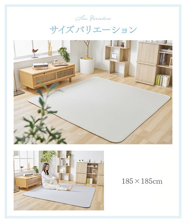 カーペットクール抗菌防臭加工【販売指示後カートアップ】接触冷感ラグ185×185 