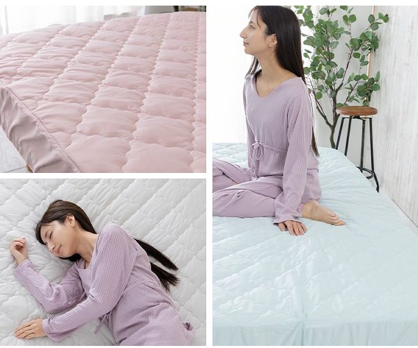 ダブル【販売指示後カートアップ】クールキルトボックスシーツ抗菌防臭D 