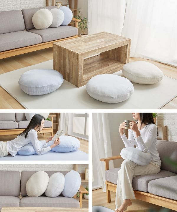 フロアクッション抗菌・防臭直径38cmお昼寝接触冷感モッチリ円形クッションΦ38 