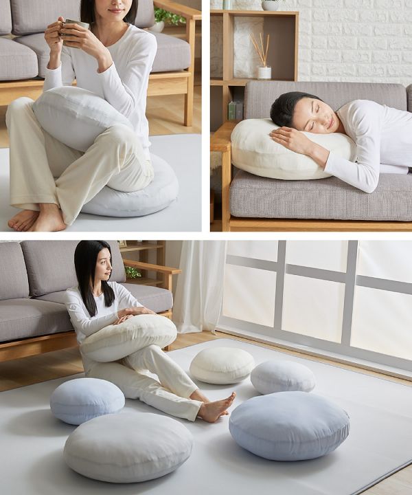 フロアクッション抗菌・防臭直径38cmお昼寝接触冷感モッチリ円形クッションΦ38 