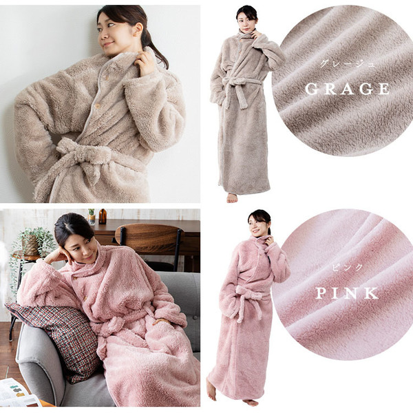 着る毛布ルームウェアかわいい洗濯可レディース女性用静電気防止節電マイクロファイバーミンクファーフリースガウン冬用冬物毛布マイクロミンクファー着る毛布M