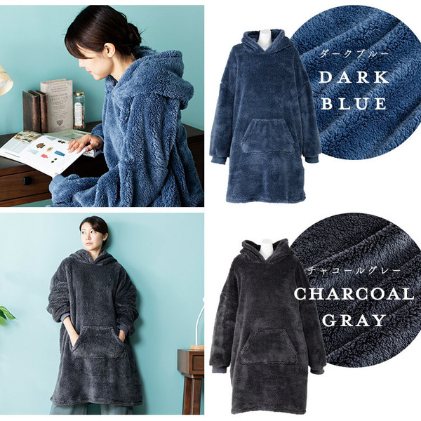 ルームウェアマイクロファイバーミンクファープルオーバー保温女性用節電洗濯可静電気防止パーカーフード付きポケットかわいいレディースフリースマイクロミンクファー・プルオーバー100cm丈 