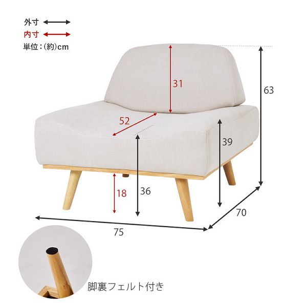 ソファソファーコンパクト一人暮らしロータイプファブリックゆったりおしゃれシンプルデザイン1人掛け一人掛けアームレス簡単組立ソファレスト