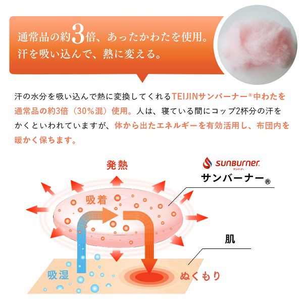 あったかTEIJIN素材サンバーナセミダブル日本製アルミプリント加工洗える発熱あったか掛ふとんSDライトグレー 