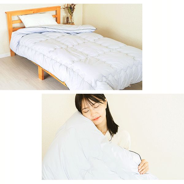 あったかTEIJIN素材サンバーナダブル日本製アルミプリント加工洗える発熱あったか掛ふとんDライトグレー