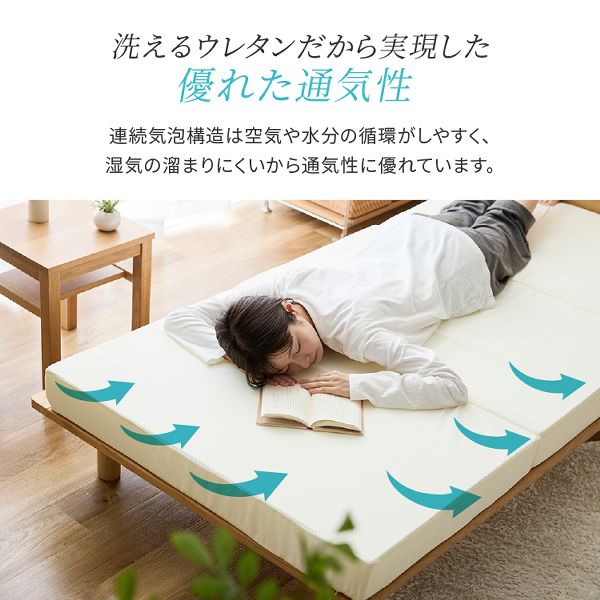 マットレス折りたたみシングル三つ折り洗える高反発ウレタンマットレス3つ折り清潔丸洗いマットレス折りたたみシングル洗える3つ折りマットレスS 