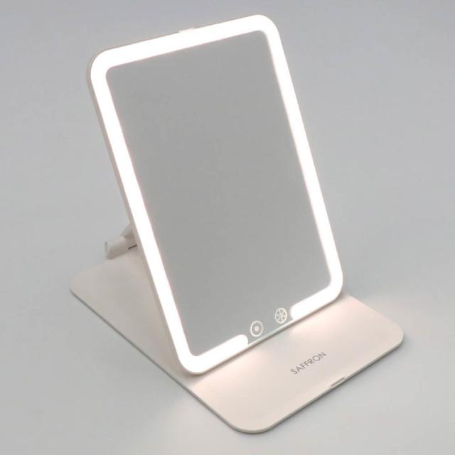 折りたたみLEDミラーミラーLEDフェイス顔ライト照明美容角型折りたたみ【SAFFRON】折りたたみLEDミラー(角型) 