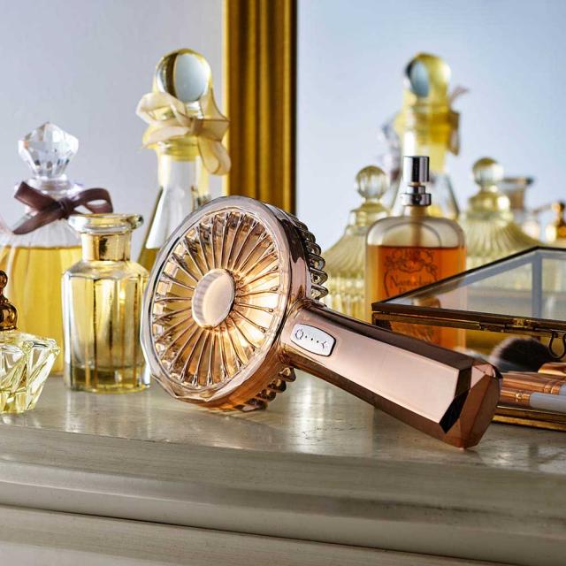 ハンディファンレトロクリスタルハーフミラーライトモード充電式充電長持ち大風量デザイン家電キラキラリュミエールwithToffyLEDハンディファンラドンナ 