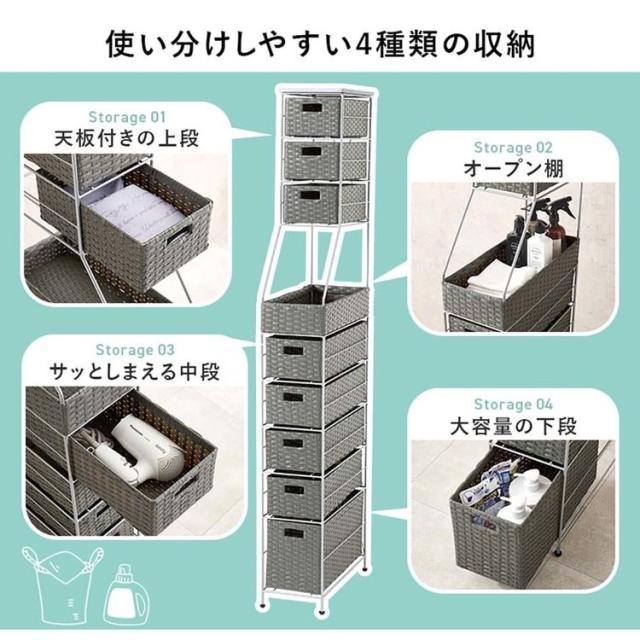 スリムラックすき間収納ランドリー収納洗面台コンパクト薄型防水脱衣所サニタリーランドリーチェスト幅20cm 