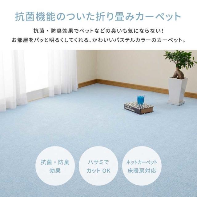 カーペットラグマット絨毯江戸間抗菌防臭ホットカーペット対応リビングフローリングループパイルの平織カーペット　ミーテ　江戸間4.5畳 