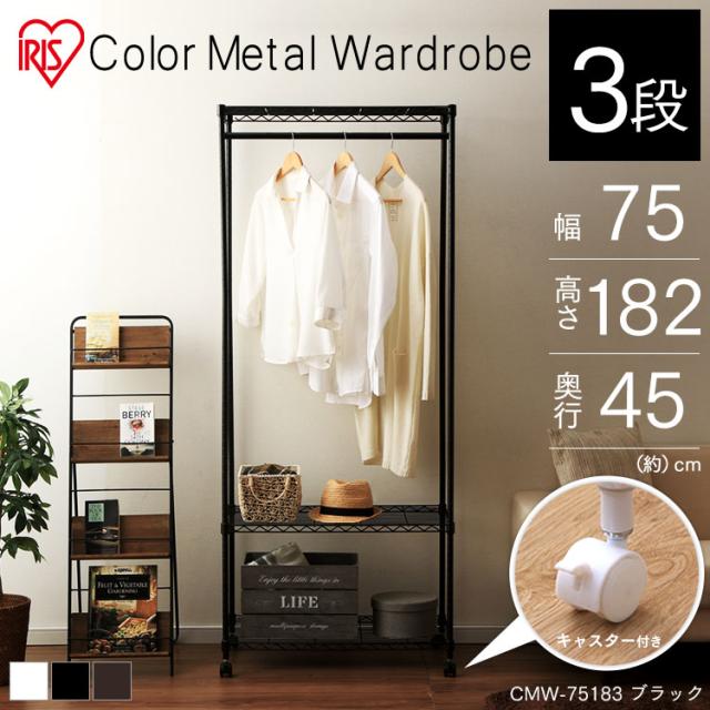 棚 ハンガーラック キャスター付き アイリスオーヤマ カラーメタル