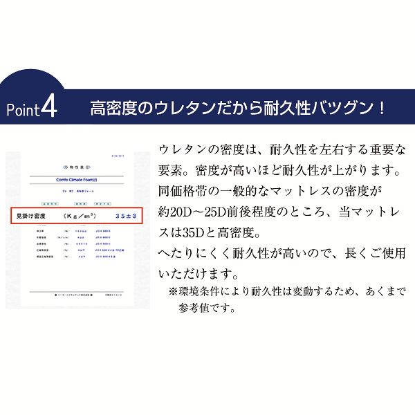 日本製マットレスマット厚み4cm反発弾性快眠トリプルスリープS 