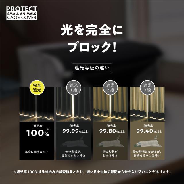 小動物用 ケージカバー 裏コーティング 撥水 完全遮光 40×45×60 おやすみ カバー 暗幕 防寒 保温 一級遮光 E-40-H