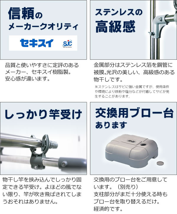 積水樹脂商事 ステンレスものほし台 ブロー台付き BD-50S