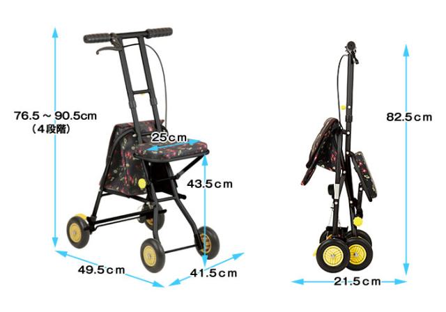シルバーカー プチカ SICP01のサイズイメージ