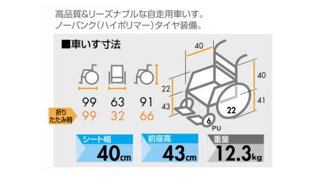 NEOβ（ネオベータ）シリーズ 自走介助兼用車椅子NEO-1Bの車椅子各部寸法