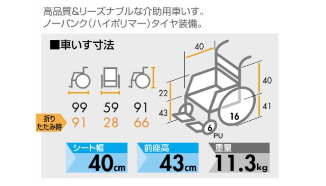 NEOβ（ネオベータ）シリーズ 介助式車椅子NEO-2Bの車椅子各部寸法