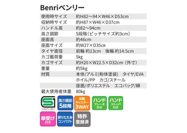 Benriベンリー 島製作所の各部寸法