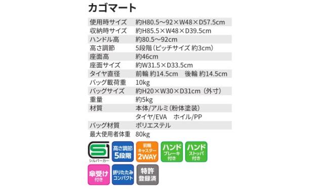 カゴマート 島製作所の各部寸法