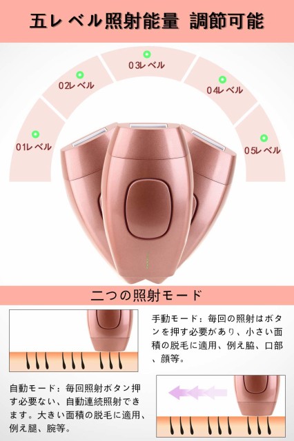Feliola 脱毛器 ピンク 自動モード LOMAYA 脱毛器 フラッシュ IPL脱毛器 サファイア脱毛器 光脱毛器