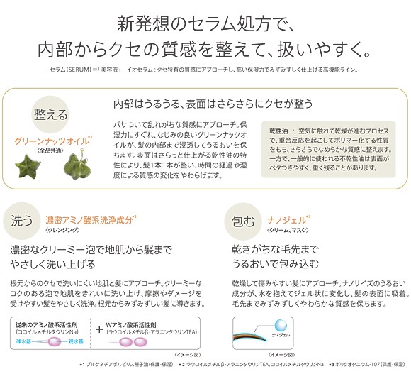 新発想のセラム処方で、内部からクセの質感をととのえて扱いやすく