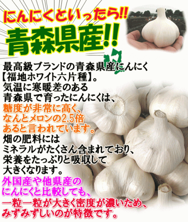 青森県産にんにく 福地ホワイト六片種