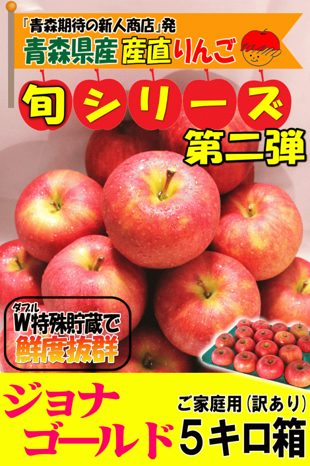 青森りんご5キロ箱家庭用/訳ありジョナ