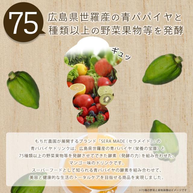 広島県世羅産の青パパイヤと75種類以上の野菜果物等を発酵