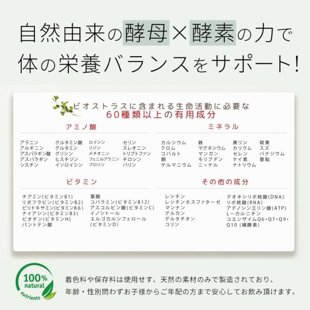 自然由来の酵母×酵素の力で体の栄養バランスをサポート！