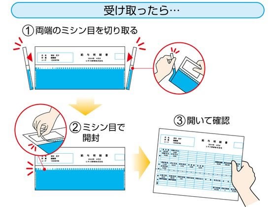 ヒサゴ 給与明細書(密封式) A4タテ 2面 100枚 OP1172TN