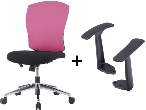 カバー イノウエ オフィスチェア スチールメッキ脚 固定t型肘 ローズピンク D4c 07cmの