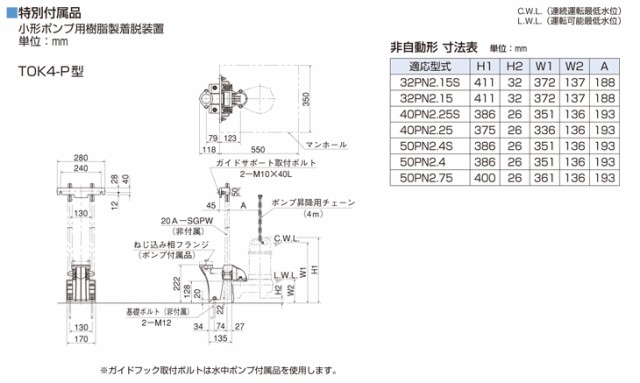 格安新品 ツルミポンプ (口径40mm/三相200V0.25kW)の通販はau PAY マーケット - ミナトワークス|商品ロットナンバー:340358681 雑排水用 水中ポンプ 非自動形 40PN2.25 人気新品
