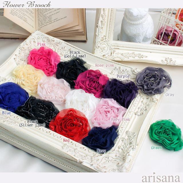 キラキララメのフラワーブローチ