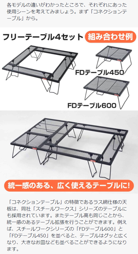 TENT FACTORY アウトドアテーブル スチールワークス フリー4セット M