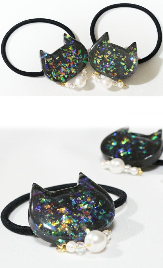 No.256❤黒猫 No.75 ⃛レジン ハンドメイド ヘアゴム ネコ 黒猫 No.256❤黒猫 No.75 ⃛レジン ハンドメイド ヘアゴム ネコ 黒猫