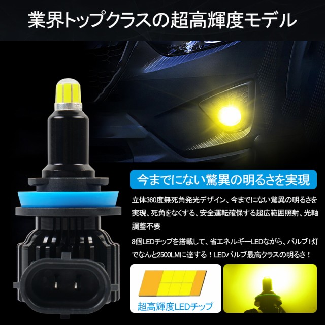 360度発光 LED フォグランプ イエロー H8/H11/H16 HB3 HB4 イエローフォグ LEDフォグランプ 3000K 車検対応 黄色  DC12V 爆光の通販はau PAY マーケット - ＦＩＥＬＤ（フィールド） | au PAY マーケット－通販サイト