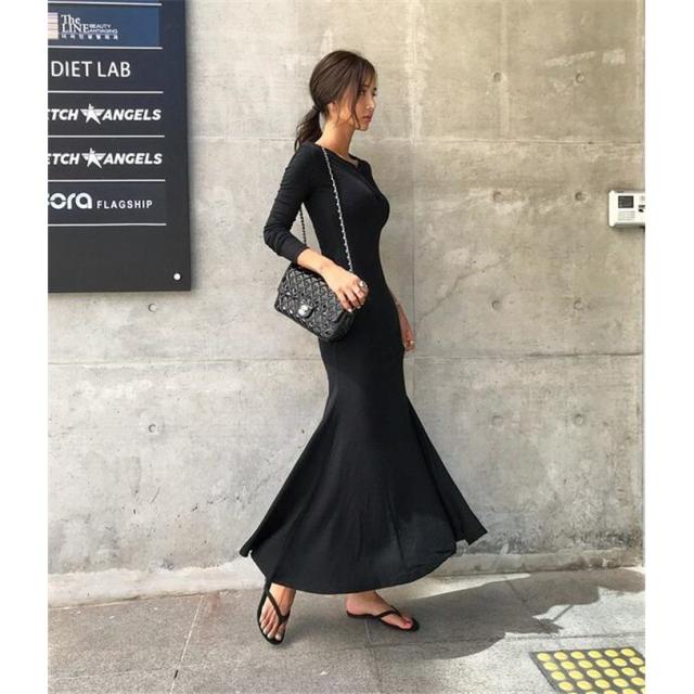 ブランド直営 マキシワンピース レディース ワンピース きれいめ 秋ワンピース 長袖 マキシ丈 タイト スリット マキシワンピ 秋物 ロングワンピース 黒 メール便なら送料無料 Farmerscentre Com Ng