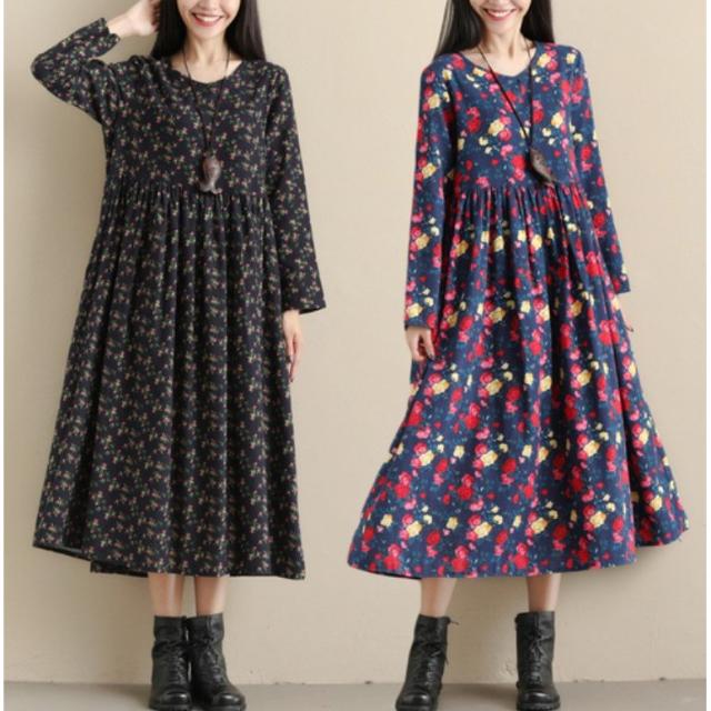 選べるサイズ展開 ロングワンピース 秋 長袖 レデイース Aライン 綿麻混ワンピース 花柄 体型カバー おしゃれ 着痩せ 可愛い ママ 通勤 Ol 旅 30代 40代 国産 Centrodeladultomayor Com Uy