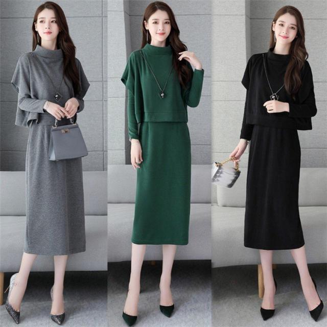 国内正規品 セットアップ ワンピース レディース 2点セット ニットワンピース 長袖 トップス セーター ニットセーター 体型カバー 大きいサイズ 秋 無料長期保証 Www Iacymperu Org